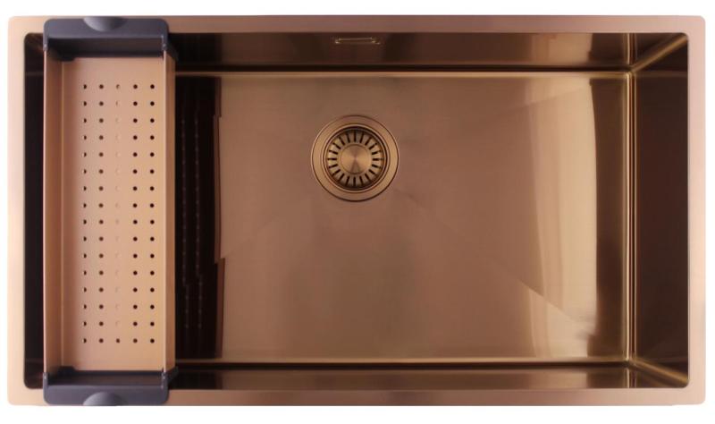 Pure.Sink Luxion Голяма медна мивка 74x40 cm за вграждане, плоско вграждане и надграждане PLX7440-62