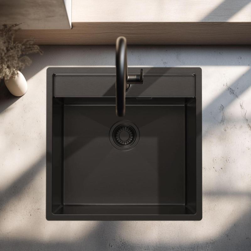 Pure.Sink Luxion PVD Черна мивка 51x50 cm Tapwing с отвор за кран PLX5150T-63