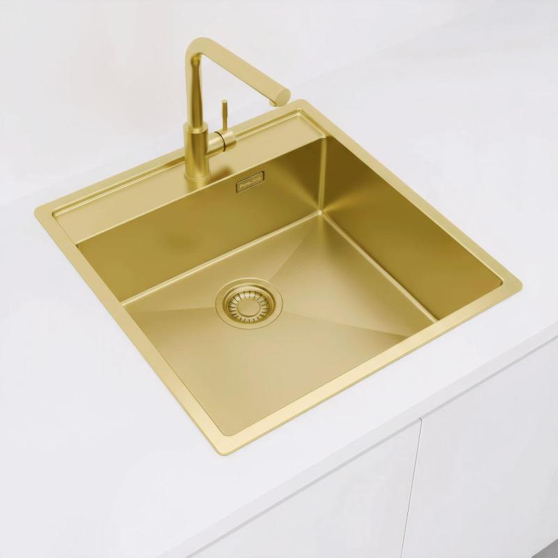 Pure.Sink Luxion Златна мивка 51x50 cm Tapwing с отвор за кран PLX5150T-60