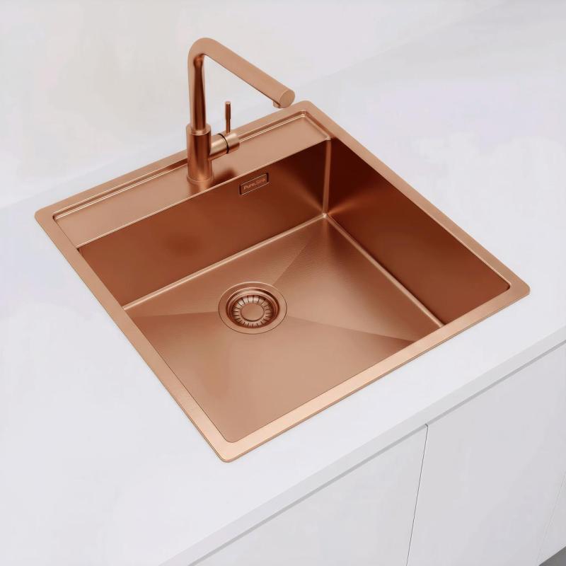 Pure.Sink Luxion Медна мивка 51x50 cm Tapwing с отвор за кран PLX5150T-62