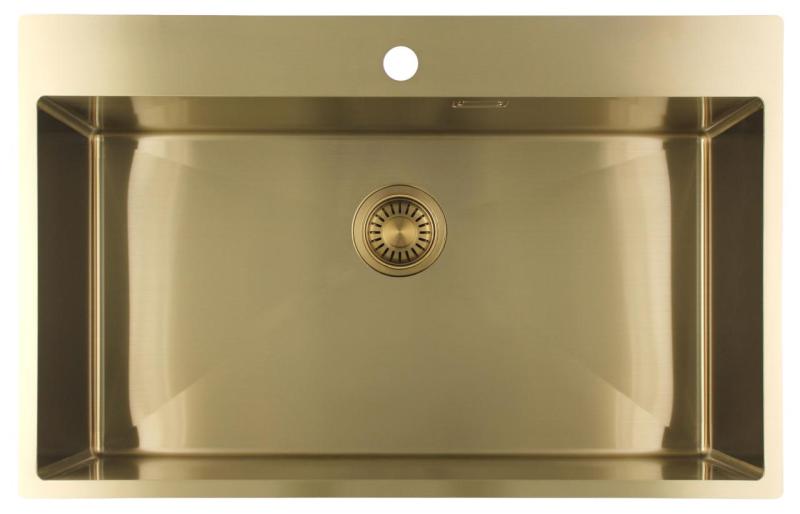 Pure.Sink Luxion Голяма златна мивка 78x50 cm Tapwing с отвор за кран PLX7850T-60