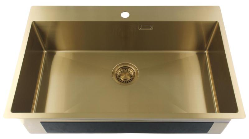 Pure.Sink Luxion Голяма златна мивка 78x50 cm Tapwing с отвор за кран PLX7850T-60