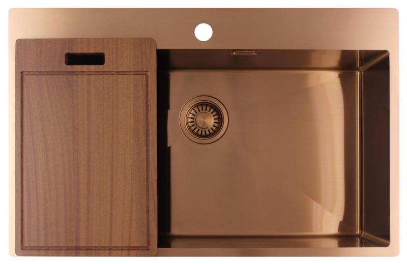 Pure.Sink Luxion Голяма медна мивка 78x50 cm Tapwing с отвор за кран PLX7850T-62