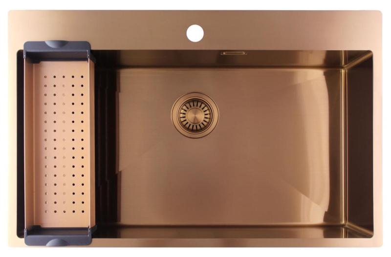 Pure.Sink Luxion Голяма медна мивка 78x50 cm Tapwing с отвор за кран PLX7850T-62