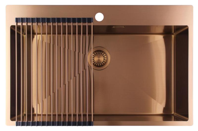 Pure.Sink Luxion Голяма медна мивка 78x50 cm Tapwing с отвор за кран PLX7850T-62