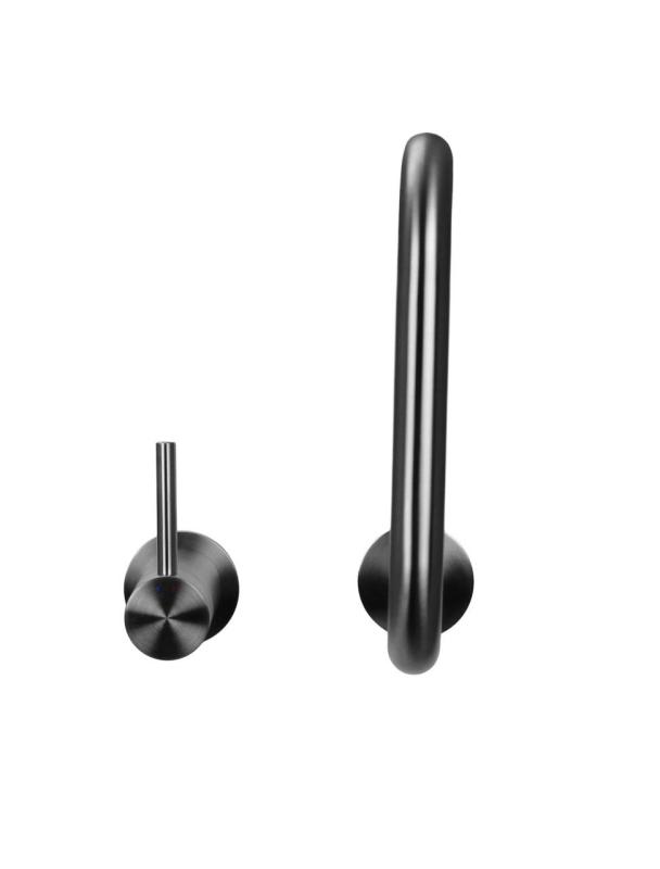 Pure.Sink Luxion 2-отворен масивен кухненски кран от неръждаема стомана с кръгла изливна тръба PLX2HR-02