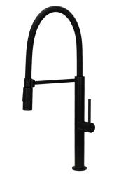 Pure.Sink Luxion Матова черна кухненска смесителна батерия с гъвкав излив и 2 вида струя PLXFLEX-10