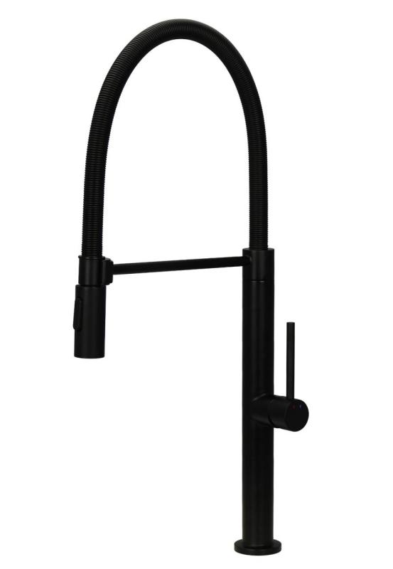 Pure.Sink Luxion Матов черен кухненски кран profi с гъвкав излив и 2 вида струя PLXFLEX-10