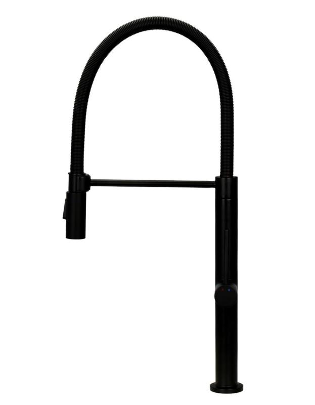 Pure.Sink Luxion Матов черен кухненски кран profi с гъвкав излив и 2 вида струя PLXFLEX-10
