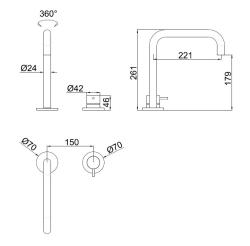 Pure.Sink Luxion 2-отворен матов черен кухненски кран с U излив PLX2HU-10
