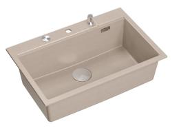 Гранитна мивка Quadri Hard Rock Beige с размери 76x50cm, включително неръждаема стомана пробка и аксесоари 1208971751