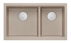 Quadri Newport II Двоен Бежов Гранитен Монтажен Мивка 76x45 см с RVS щепсел 1208971754