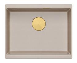 Quadri Newport II гранитно вградено бежово мивко 560x450mm със златна тапа и капачка за оттичане 1208971765