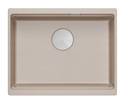 Quadri Newport II гранитен долен монтаж в бежово мивка 560x450mm с ръчен пробкодържател от неръждаема стомана и капачка за отпадъци 1208971766