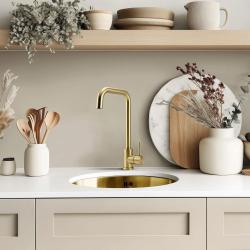 Pure.Sink Rondo Златен кръгъл мивка за вграждане, подграждане и надграждане 38 см PRN38-60