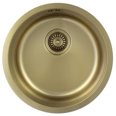 Pure.Sink Rondo Златен кръгъл мивка за вграждане, подграждане и надграждане 38 см PRN38-60