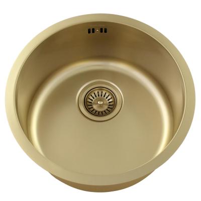 Pure.Sink Rondo Златен кръгъл мивка за вграждане, подграждане и надграждане 38 см PRN38-60