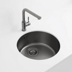 Pure.Sink Rondo Кръгла мивка в цвят „Gun Metal“ за вграждане в плот, подплот и монтаж върху плот, 37 см RD375-GunMetal