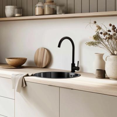 Pure.Sink Rondo Gun metal Рунд Съдомиялна мивка за вграждане, подграждане и горно монтиране 38 см PRN38-61
