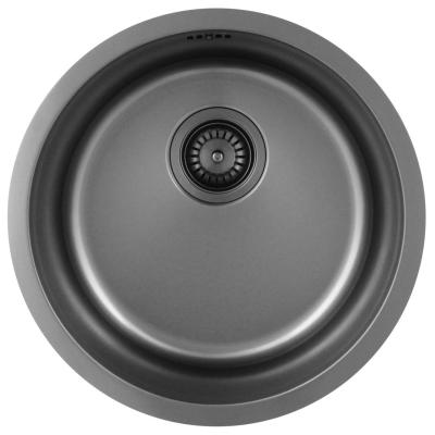 Pure.Sink Rondo Gun metal Рунд Съдомиялна мивка за вграждане, подграждане и горно монтиране 38 см PRN38-61