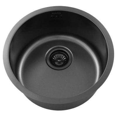 Pure.Sink Rondo Gun metal Рунд Съдомиялна мивка за вграждане, подграждане и горно монтиране 38 см PRN38-61