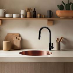 Pure.Sink Rondo Меден Кръгъл Мивка за плоско вграждане, подградба и надстройка 38 см PRN38-62