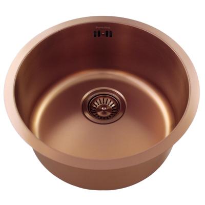 Pure.Sink Rondo Меден Кръгъл Мивка за плоско вграждане, подградба и надстройка 38 см PRN38-62
