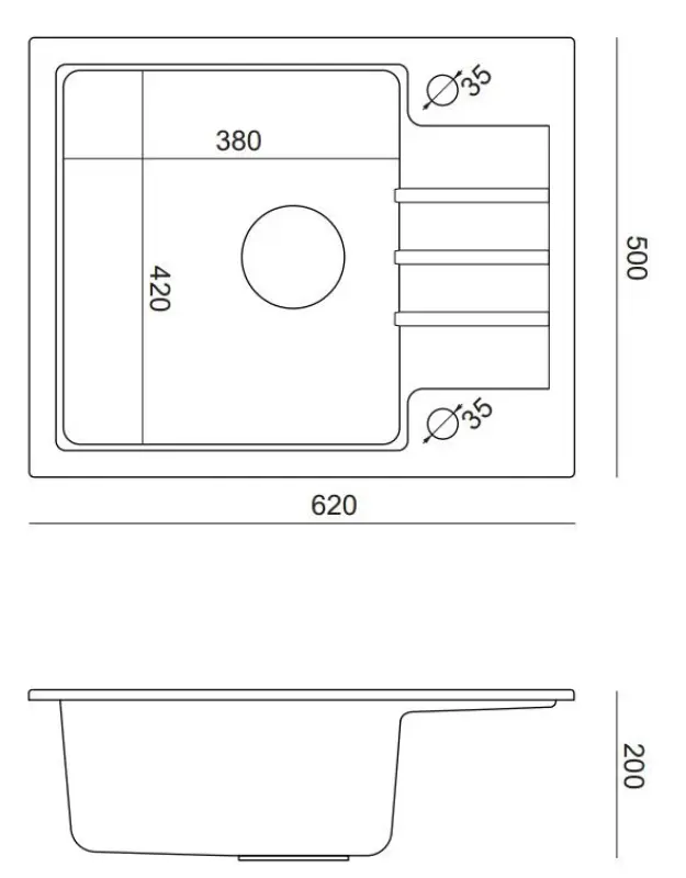 Quadri Cardigan Pearl Beige гранитна мивка със съоражение за сушене, обратима 62x50cm 1208971817