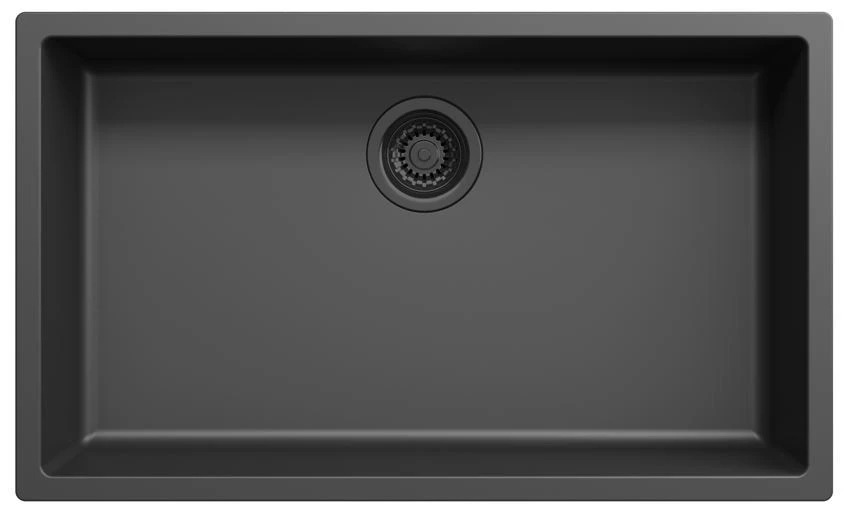 Ausmann Fibre black large sink 70x40cm undermount, topmount and flushmount with automatic black plug 1208971862