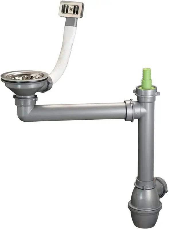 Ausmann Източващ комплект от неръждаема стомана с квадратен прелив, вкл. сифон за единична мивка 1208971877