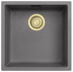 Ausmann Fibre бетонен сив мивка 40x40cm подстройка, надстройка и вграждане със златен щепсел 1208971881