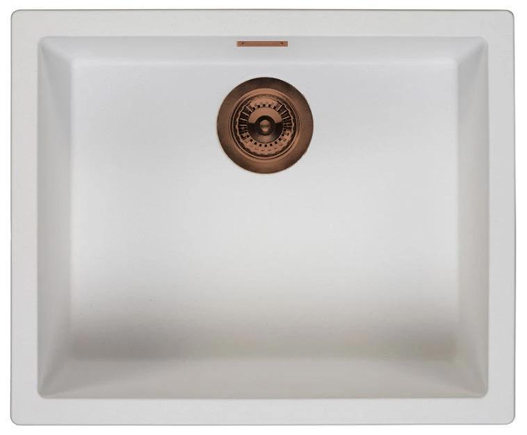 Ausmann Fibre white sink 50x40cm undermount, topmount and flush-mount with automatic copper plug 1208971900