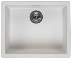 Ausmann Fibre white sink 50x40cm undermount, topmount and flush mount with automatic gun metal plug 1208971902