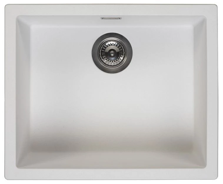 Ausmann Fibre white sink 50x40cm undermount, topmount and flush mount with automatic gun metal plug 1208971902