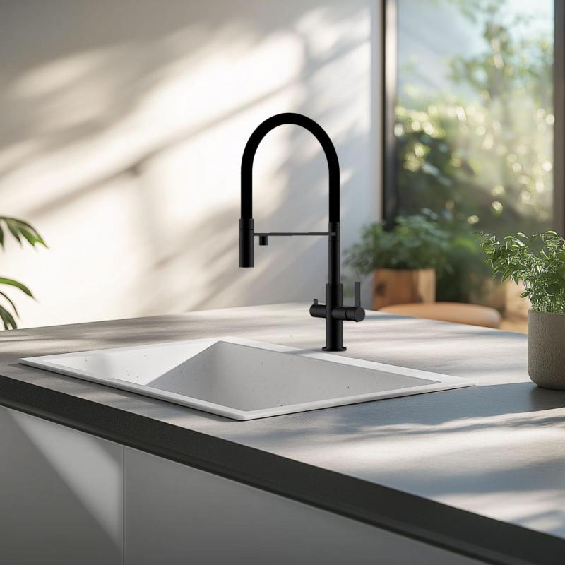 Ausmann Fiber бял мивката 50x40cm за вграждане, монтаж и плоско вграждане с автоматичен бял щепсел 1208971903