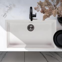 Ausmann Fiber бял голям мивка 70x40cm за вграждане, монтаж и плоско вграждане с автоматичен неръждаем щепсел 1208971904