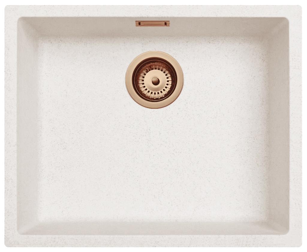 Ausmann Fibre sand white sink 50x40cm undermount, topmount and flushmount with automatic copper plug 1208971932