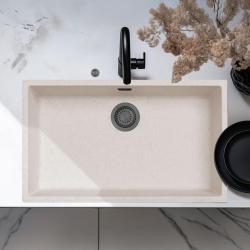 Ausmann Fibre пясъчно бял голям съдомиялник 70x40cm за вграждане, монтаж и плоско вграждане с автоматичен плуг от оръжеен метал 1208971939