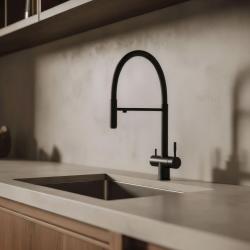 Pure.Sink Elite Steel Flex 3-посочен Матов черен кухненски смесител с гъвкав излив и филтрирана вода PS8110-10