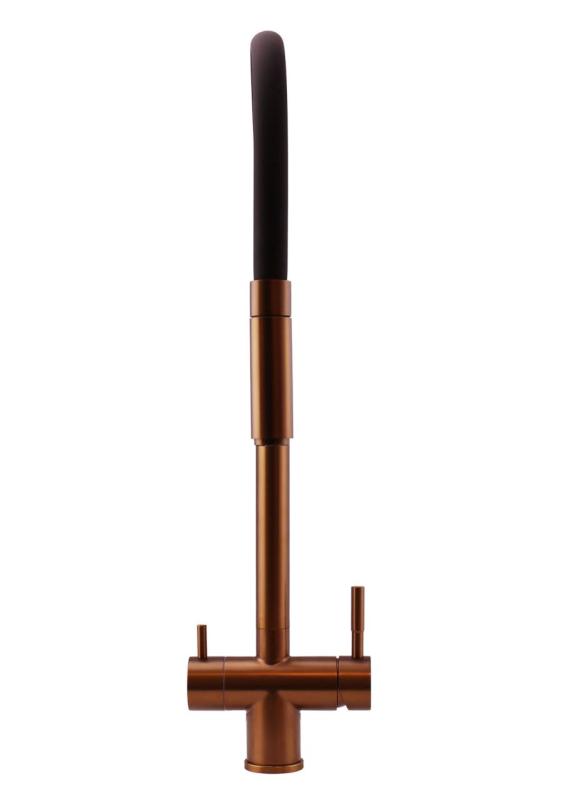 Pure.Sink Elite Steel Flex 3-посочен PVD меден кухненски смесител с гъвкав излив и филтрирана вода PS8110-62