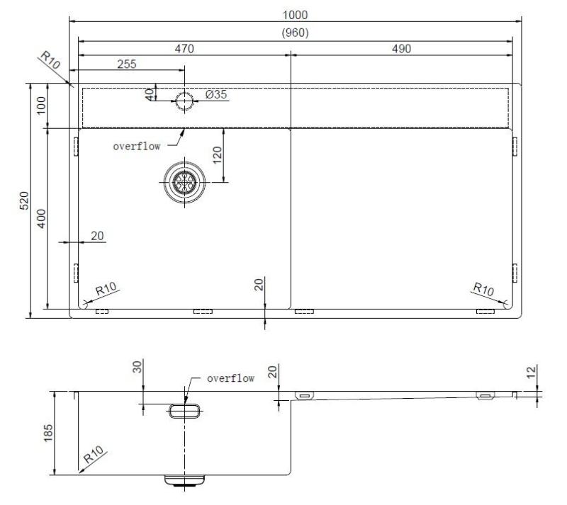 Pure.Sink Exclusivo Неръждаема мивка с отцеждащ се участък 100x52 cm Кранче вляво PEX47100LT-02