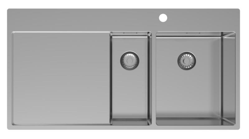 Pure.Sink Exclusivo Неръждаема стомана 1,5  мивка с отцеждаща част 100x52 cm Кранче вдясно PEX3418100RT-02