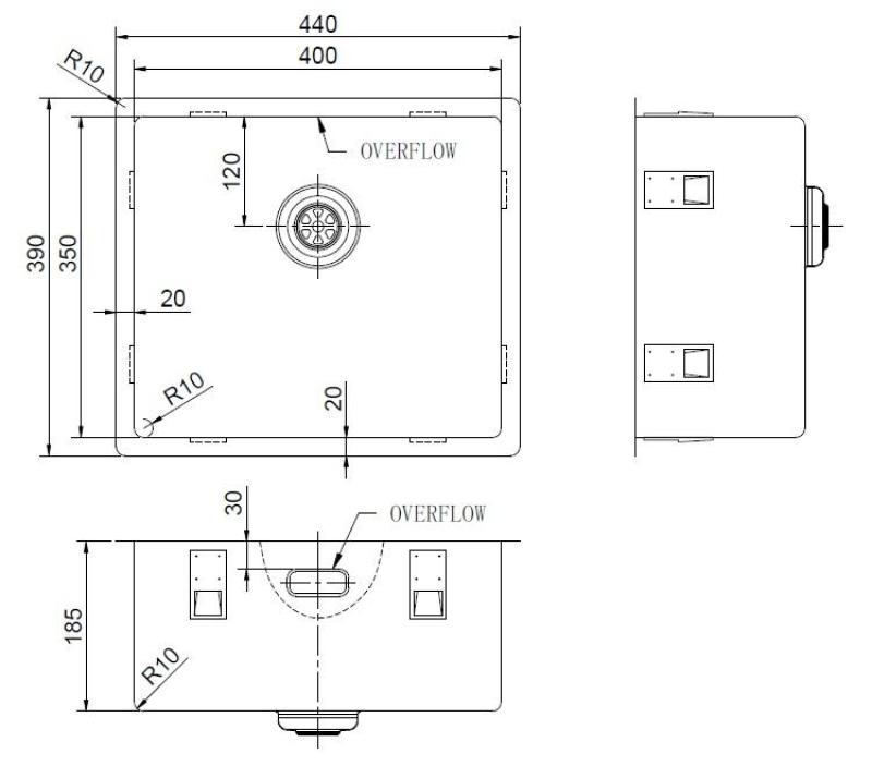 Pure.Sink Exclusivo Специална 35 см дълга неръждаема мивка 40x35 см 10 мм радиус PEX4035-02