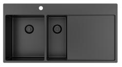 Pure.Sink Exclusivo Gun metal 1,5  мивка с отцеждаща част 100x52 cm Кран Tapwing ляв PEX3418100LT-61