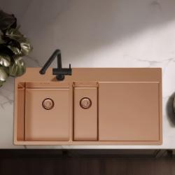 Pure.Sink Exclusivo Медна мивка 1,5 с отцеждаща част 100x52 cm Кранче отляво PEX3418100LT-62