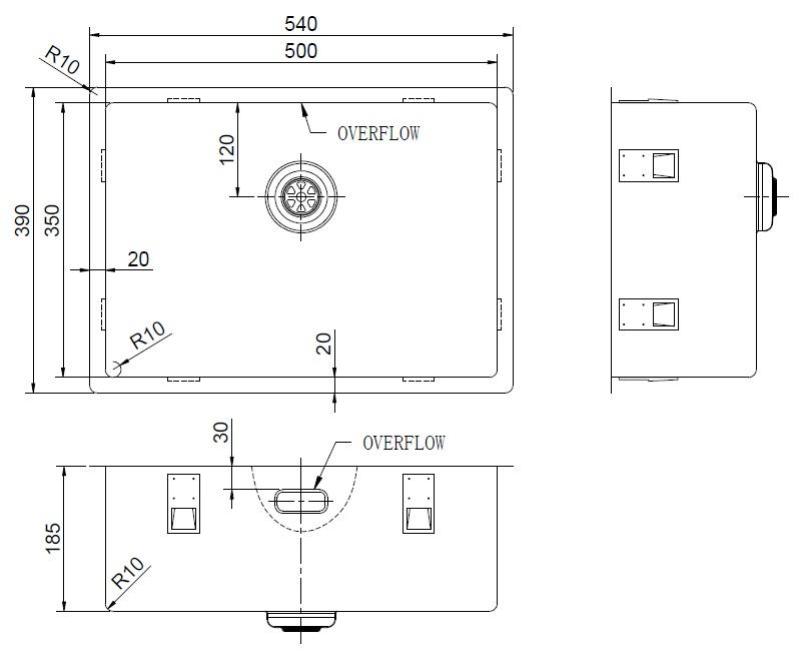Pure.Sink Exclusivo Специална 35 см дълга медна мивка 50x35 см 10 мм радиус PEX5035-62