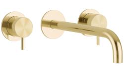 Waterevolution Flow 3-отворен вграден смесител за умивалник PVD бяло злато с излив 15 cm T1163FWGE-15