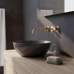 Waterevolution Flow 3-отворен вграден смесител за умивалник PVD бяло злато с излив 25 cm T1163FWGE-25