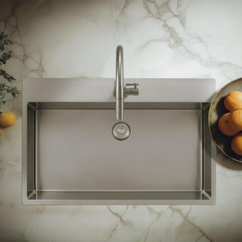 Pure.Sink Exclusivo Неръждаема стомана голяма мивка 75x40cm Tapwing с отвор за кран PEX7540T-02