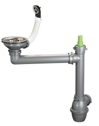 Ausmann Отточен комплект от неръждаема стомана с кръгла преливник, включително сифон за единична мивка 1208972186